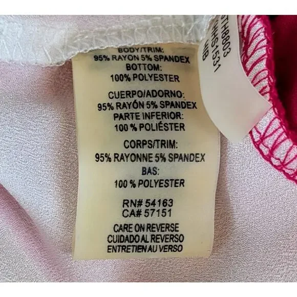 Calvin Klein Tunic Top Medium Hot Pink White Colorblock Layered Flowy NEW - Picture 8 of 9